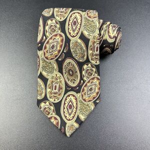 Robert Talbotts Best Of Class Silk Tie Men Black Geometric Medallion Made in USA